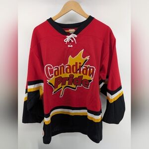 Canadian Pride Vintage Hockey Jersey Flames Colours Athletic Knit Men's Small
